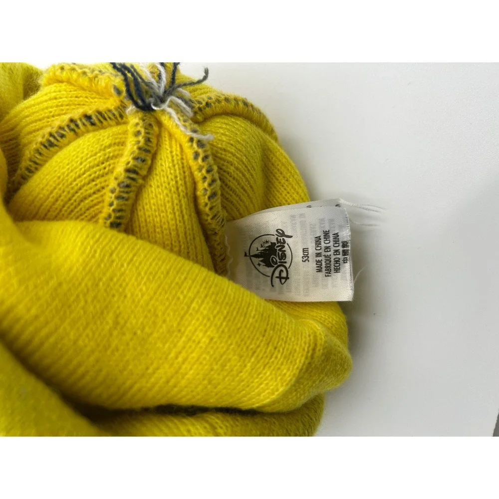 Disney Parks Disneyland Mickey Mouse Fair Isle Knit Pom Beanie Hat Yellow Gray